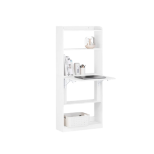 Estantería con Escritorio Plegable Compacto - Blanco