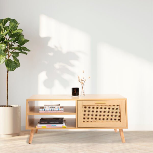 Mesa de Centro con rattan y madera - Imagen 2