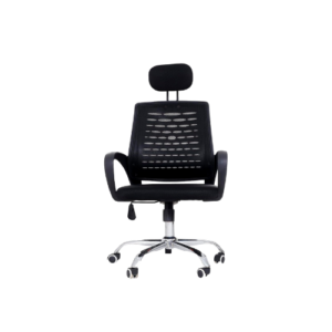 Silla oficina simply mesh negra con apoyabrazos y cabeza