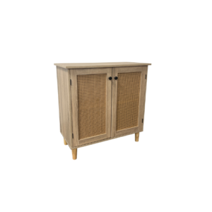 Cómoda 2 Puertas con Rattan - Madera Clara