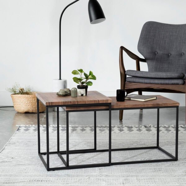 Mesa de centro doble rectangular - Madera clara - Imagen 3