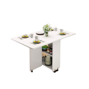 Mesa de comedor plegable extendible blanca 140x60cm