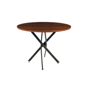 Mesa de comedor redonda 100cm color madera oscura